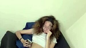 jada slim teases live in panties showing off her curvy legs and small waist