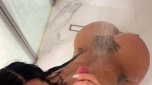 wet shower sex with sara retali as sergio lagos cums right in her mouth