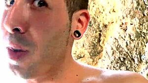 Latina Milf's Shaved Pussy Rides Monster Cock Outdoor in Fishnets