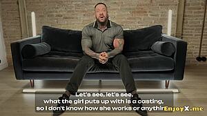 Tatted brunette deepthroats cock then rides cowgirl with rimjob and wet pussy licking