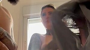 i saw the neighbor eyeing me got so horny called my cuck husband to suck his cock while neighbor watches pure delight