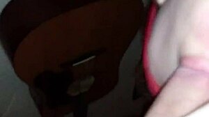 Girlfriend sucking old friend blindfolded, doesn't know she's filmed close up