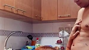 I eat my mother-in-law's pussy for breakfast in kitchen