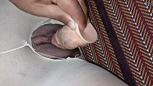 innocent stockings torn wide for cock stuffing tight shaved hole