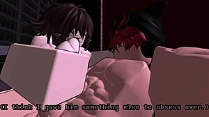 White girl dominates wannabe gangster in roblox femdom cartoon.