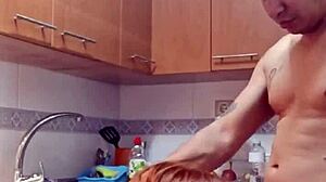 I eat my mother-in-law's pussy for breakfast in kitchen