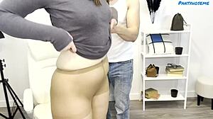 max rips alisa ray's skin tone pantyhose and slams her tight pussy with creampie