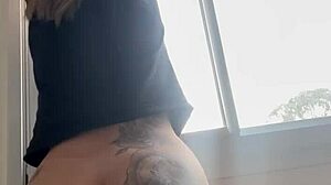 i saw the neighbor eyeing me got so horny called my cuck husband to suck his cock while neighbor watches pure delight