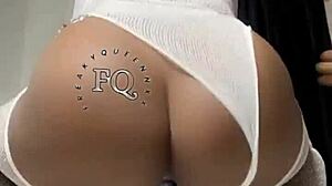 damn freakyqueennxx bounces her big black tits riding that long dildo cowgirl style hard