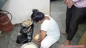 Desi Stepmom's Kitchen Bend-Over Fuels Secret Hard Fuck