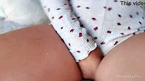 stepsister's huge natural tits bounce as she takes morning creampie doggystyle