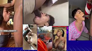 she drops down sucking his throbbing monster cock deeper and more