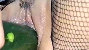 colombian milf rabitquicky shoves cucumber deep in squirting pussy