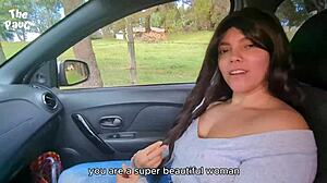 amateur latina couple spots big ass stranger, can't wait to fuck her hard in public car.