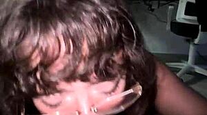 Croatian split tongue girl gags deepthroat sloppy then cum on face