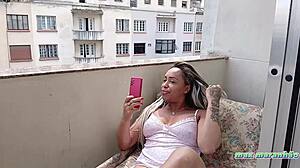 god fucking this hot married latina on the balcony is insane 🔥🍑💦