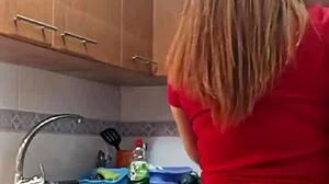 I eat my mother-in-law's pussy for breakfast in kitchen