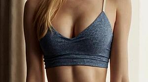 Romanian lingerie model teases barefoot in panties and sexy underwear