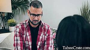 stepdad blackmails petite teen daughter with his thick carrot to stop her escape