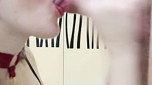 Hot Amateur Brunette In Bedroom Gives Sloppy Deepthroat Blowjob Ball Licking On Big Cock Morning Cum