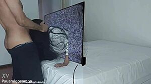 halloween samara cosplay turns into skinny latina taking two black cocks