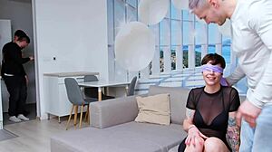 boyfriend shares girlfriend for anal gangbang orgy domination