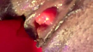 close up ebony pussy wet orgasm squirt