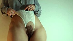 Trying new leggings like Youtuber but show hairy pussy like total slut