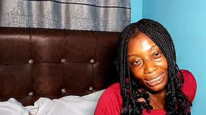 CASTING hot 9ja ebony girl fingers pussy HARD masturbates with dildo screaming!