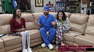 solana spreads shaved pussy in first gyno exam close up