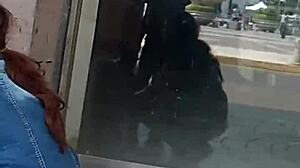 Voyeur spies on two juicy asses shaking in the crowded strawberry market center