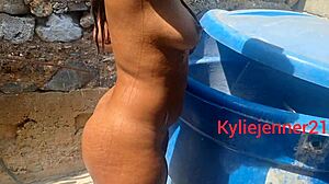 spy on stepdaughter's big ebony ass bath then fuck her gaping hole doggystyle