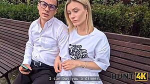 Stranger surprises cute Czech couple with hardcore street pickup sex.