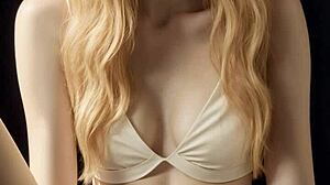 Romanian lingerie model teases barefoot in panties and sexy underwear