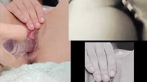 she masturbates watching hot lesbian action get so turned on