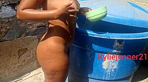 spy on stepdaughter's big ebony ass bath then fuck her gaping hole doggystyle