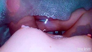 Girl with small tits loves steamy bath touches
