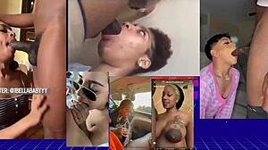 she drops down sucking his throbbing monster cock deeper and more