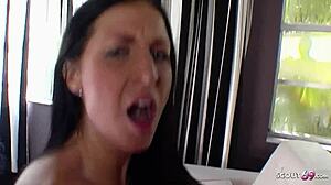 raquel's big natural tits bounce in first rough casting fuck