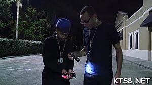 Ladyboy's big ass gapes wide from monster cock dildo tunneling ass to mouth blowjob finish.