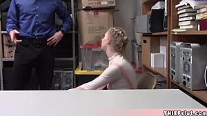 cute skinny blonde thief bends over for mall cop's rough doggystyle pussy pounding