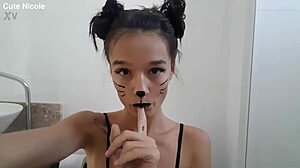 Skinny Cutie Cats Bathroom Pee Fetish