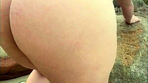 big ass wife twerks thong outdoors on beach