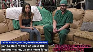 Aria Nicole spread wide, fucked hard by Doctor Tampa to creampie shock.