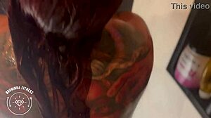 Redhead Brazilian Bent Over Fucked Hard on Bathroom Floor