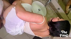 Colombian Milf Mother-in-Law Creampies Big Tits Ass in Bathroom Doggystyle