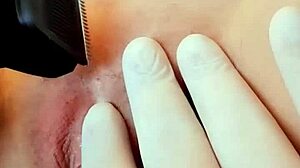 shaving my hairy pussy lips smooth and tight