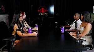 A beautiful sexy teen in sheer red lingerie chats freely then rides the top black guy sensually with maria bittencourt.