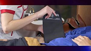 Mature blonde nurse fucks patient with tight pussy and blowjob