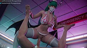 gostosa succubus morrigan spreads legs wide for intense street fight fucking session